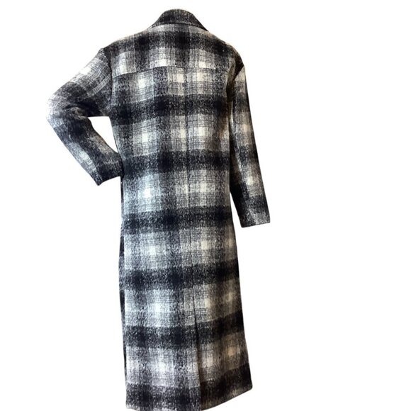 Cotton:On Longline Maxi Coat Women's Sz XXS Black & White Plaid #328A - Picture 6 of 11
